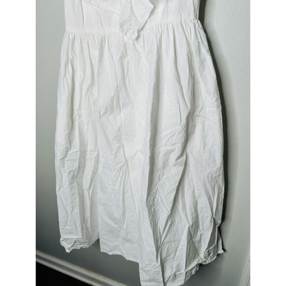 ADAM LIPPES White 100% Cotton Hourglass Cap Sleeves Eyelet Ruffle Dress Size 10 - Picture 7 of 9